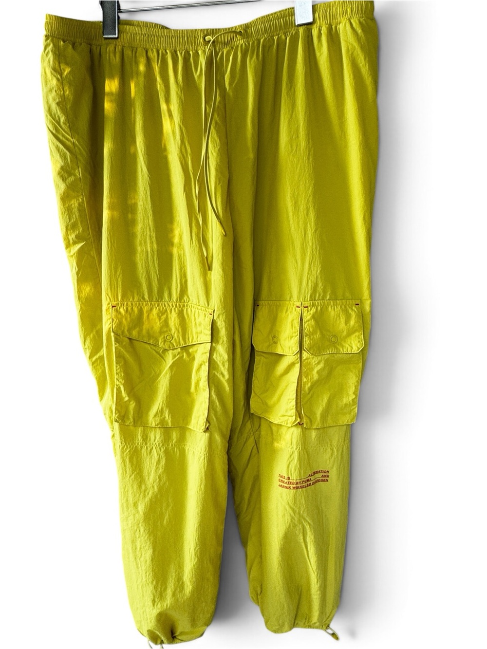 Puma x Han Kjobenhavn Cargo Pants Mens XL Yellow Nylon Jogger Streetwear 2019